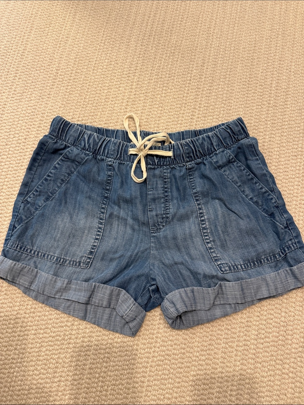 Bella Dahl Chambray Drawstring Shorts - Blue